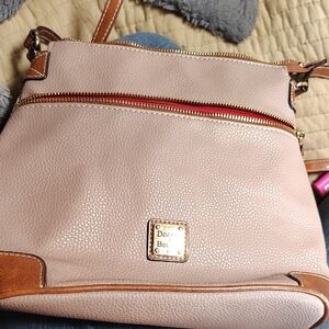 Dooney & Bourke Blush Pink Pebble Leather Crossbody with Tan Trim